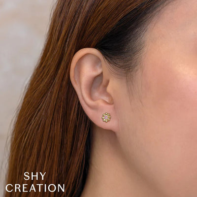 Pink Sapphire Flower Stud Earrings