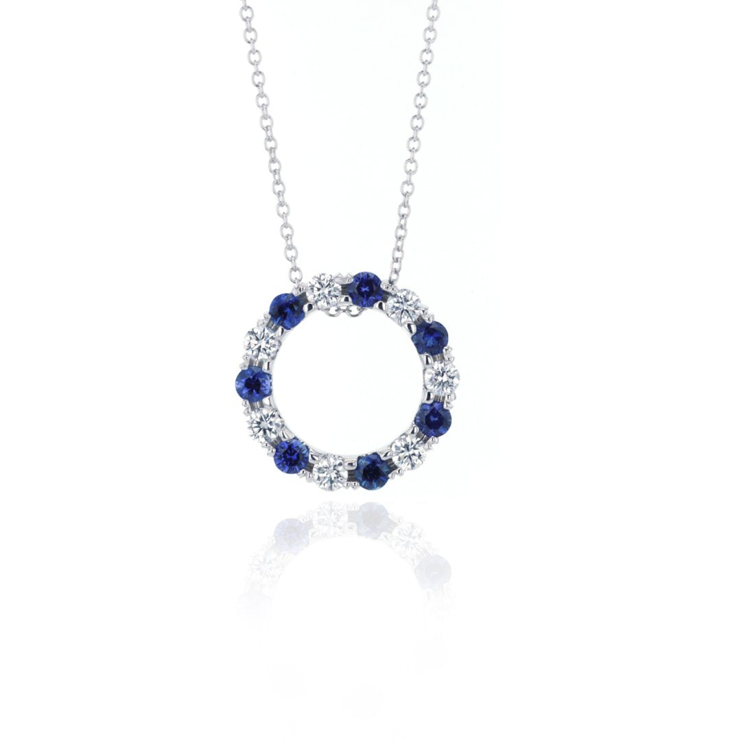 Blue Sapphire & Diamond Pendant Necklace