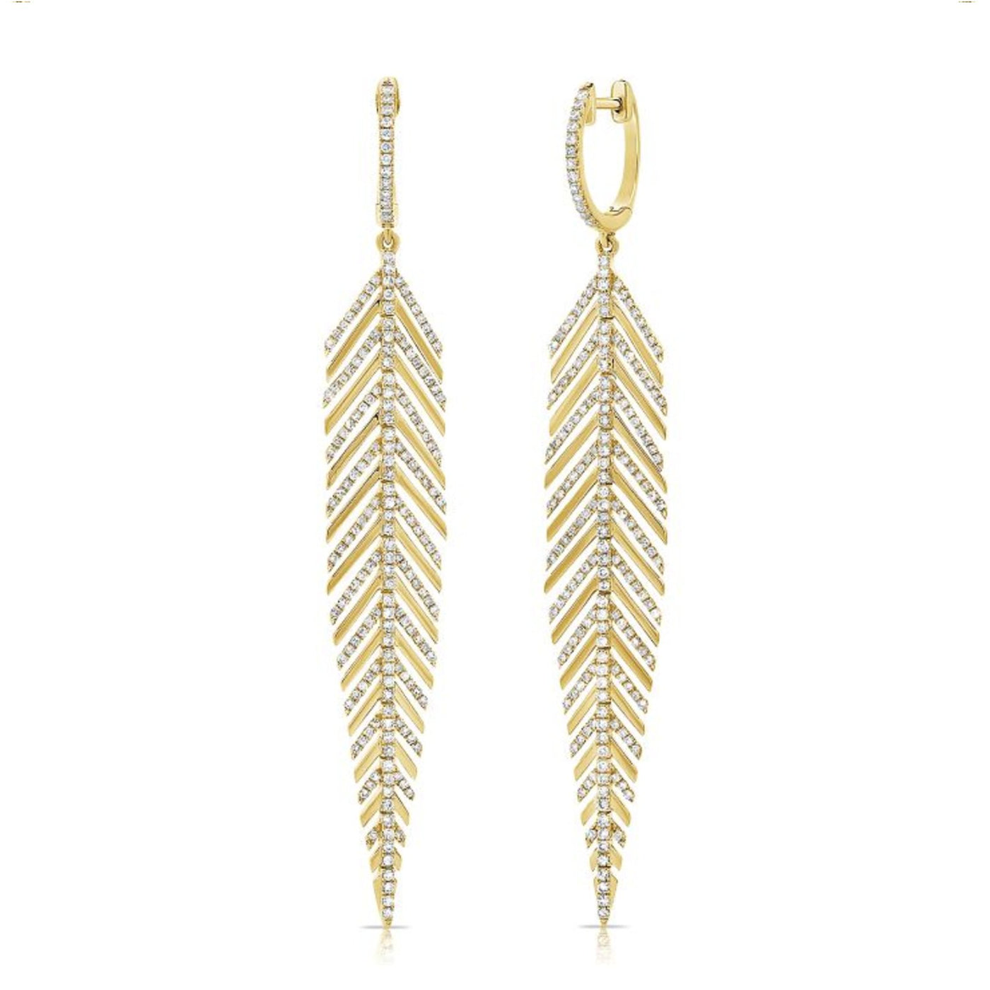 0.98ctw Diamond Feather Drop Earrings