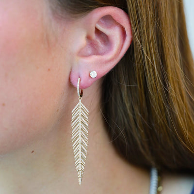 0.98ctw Diamond Feather Drop Earrings