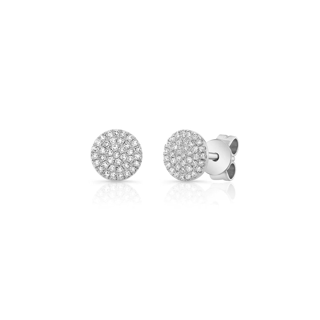 Pave Disc Stud Earrings