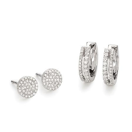 Pave Disc Stud Earrings