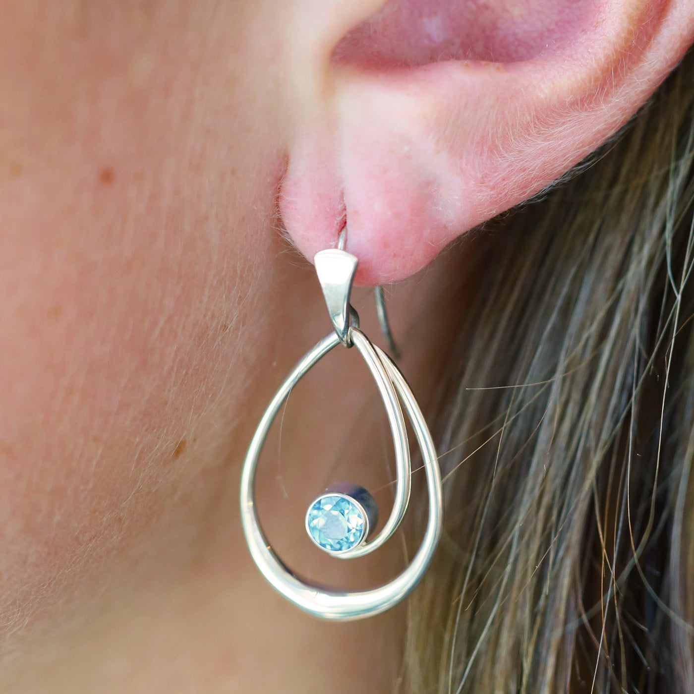 Blue Topaz "Felicity" Drop Silver Earrings