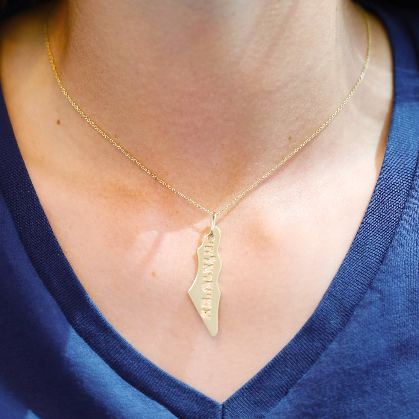 0.09ctw Diamond Map of Israel Necklace