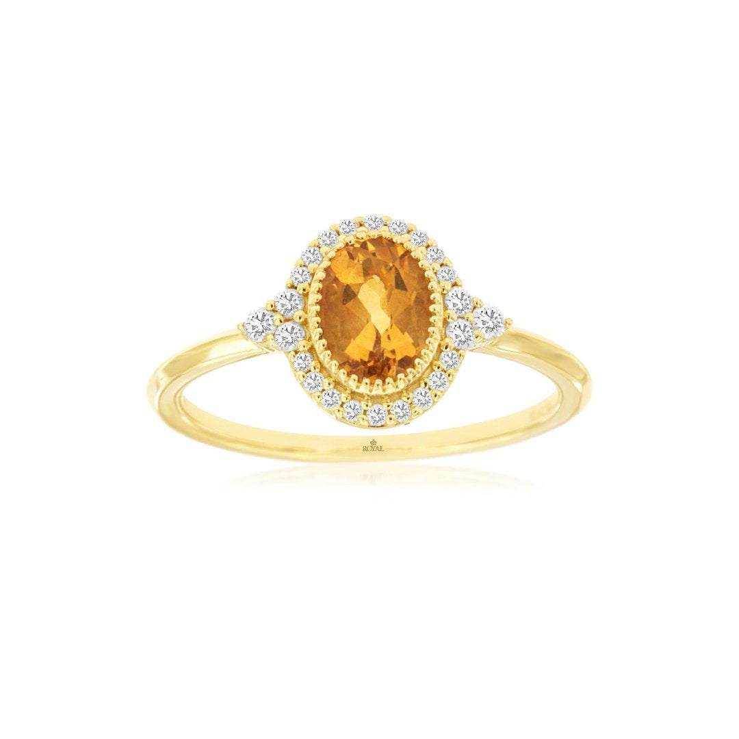 Citrine & Diamond Ring