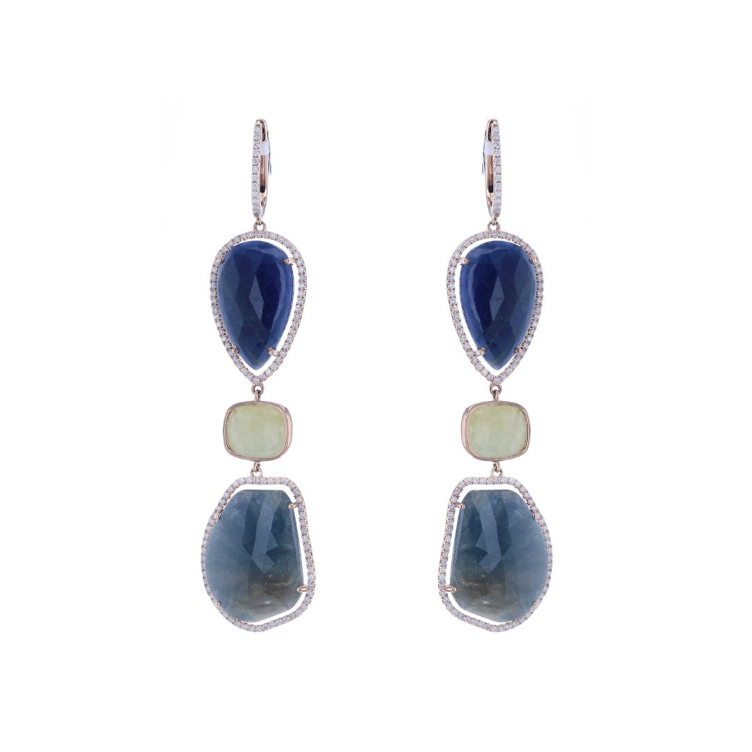 Multi-Color Sapphire Drop Earrings