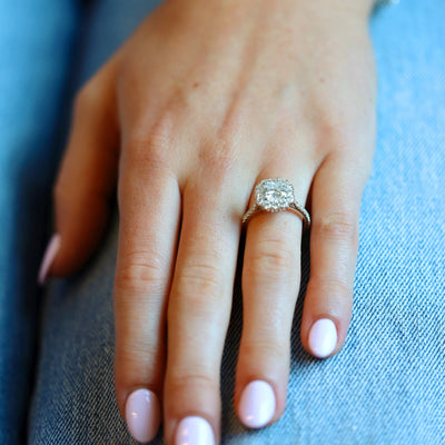 0.70 ct Diamond with 0.98ctw Halo Engagement Ring