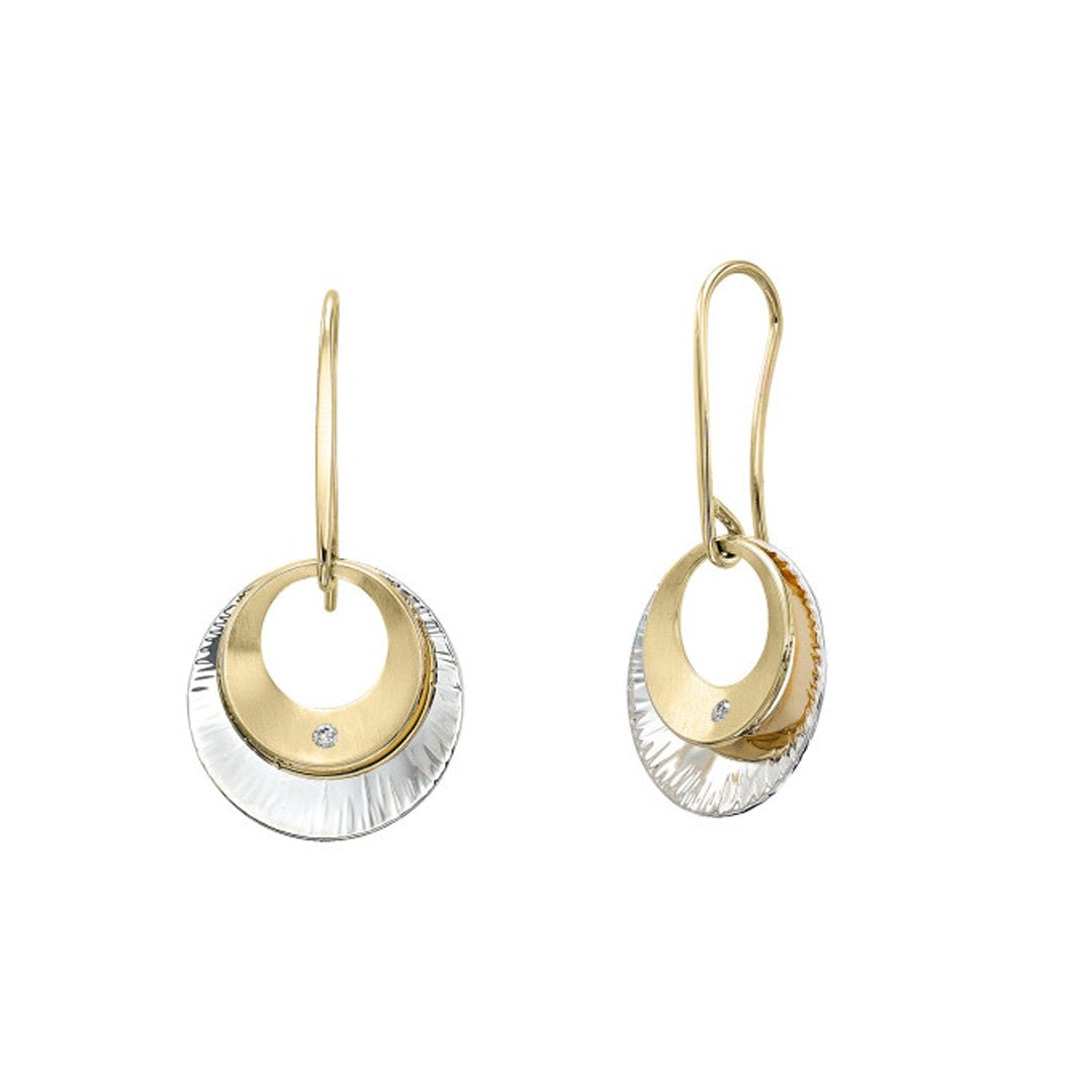 Diamond "Shimmer" Drop Gold & Silver Earrings
