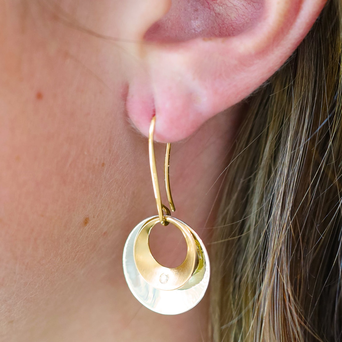 Diamond "Shimmer" Drop Gold & Silver Earrings