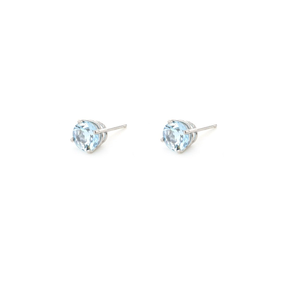 6MM Aquamarine Stud Earrings