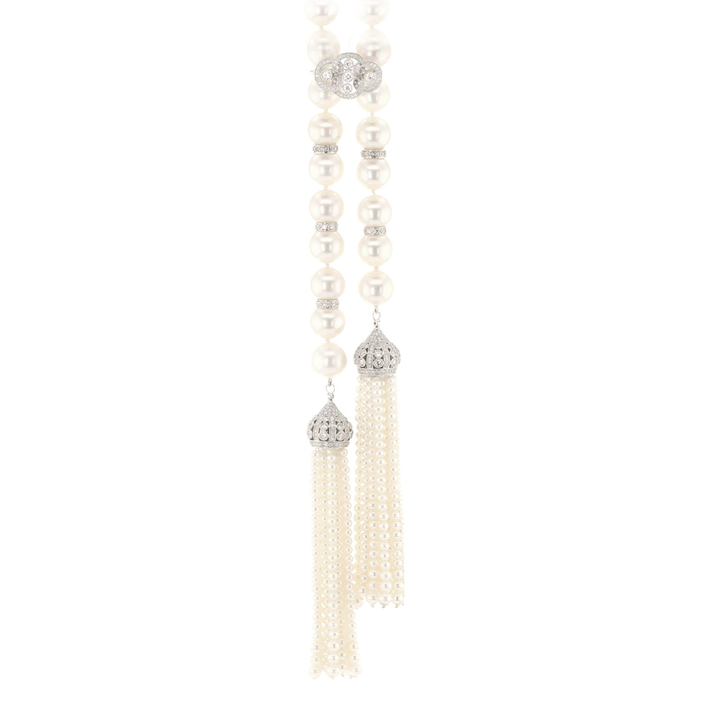 Pearl & Diamond Opera Tassel Necklace