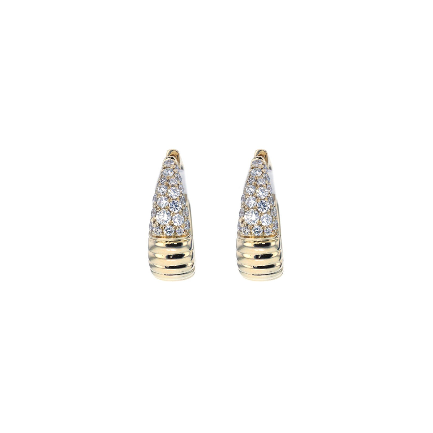 0.62 ctw Diamond Ribbed Huggie Earrings