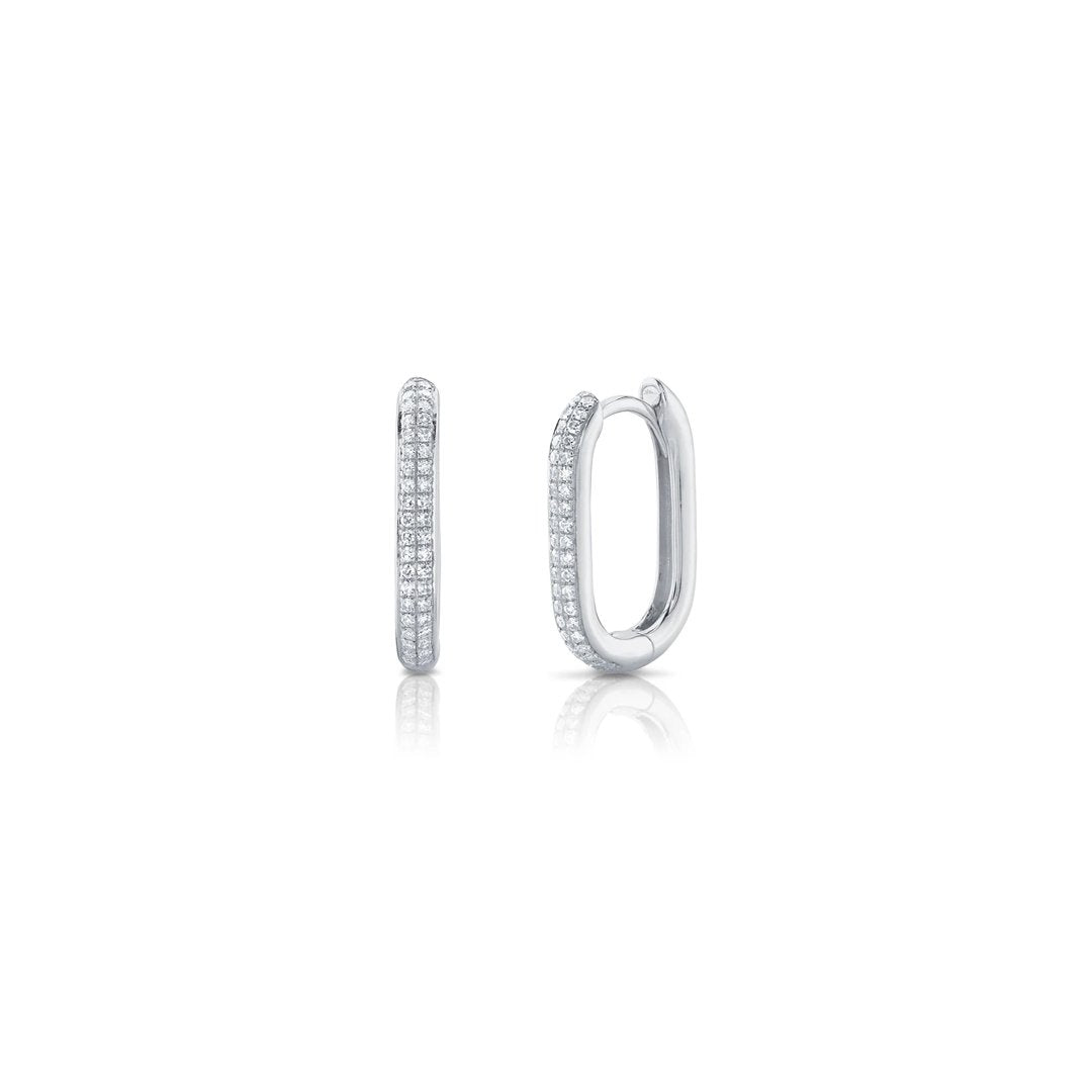 0.18 ctw Diamond Oblong Hoop Earrings