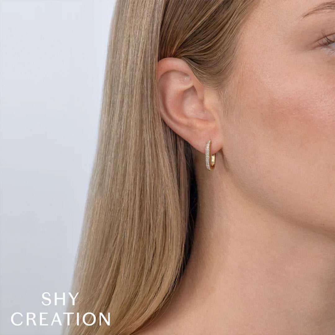 0.18 ctw Diamond Oblong Hoop Earrings