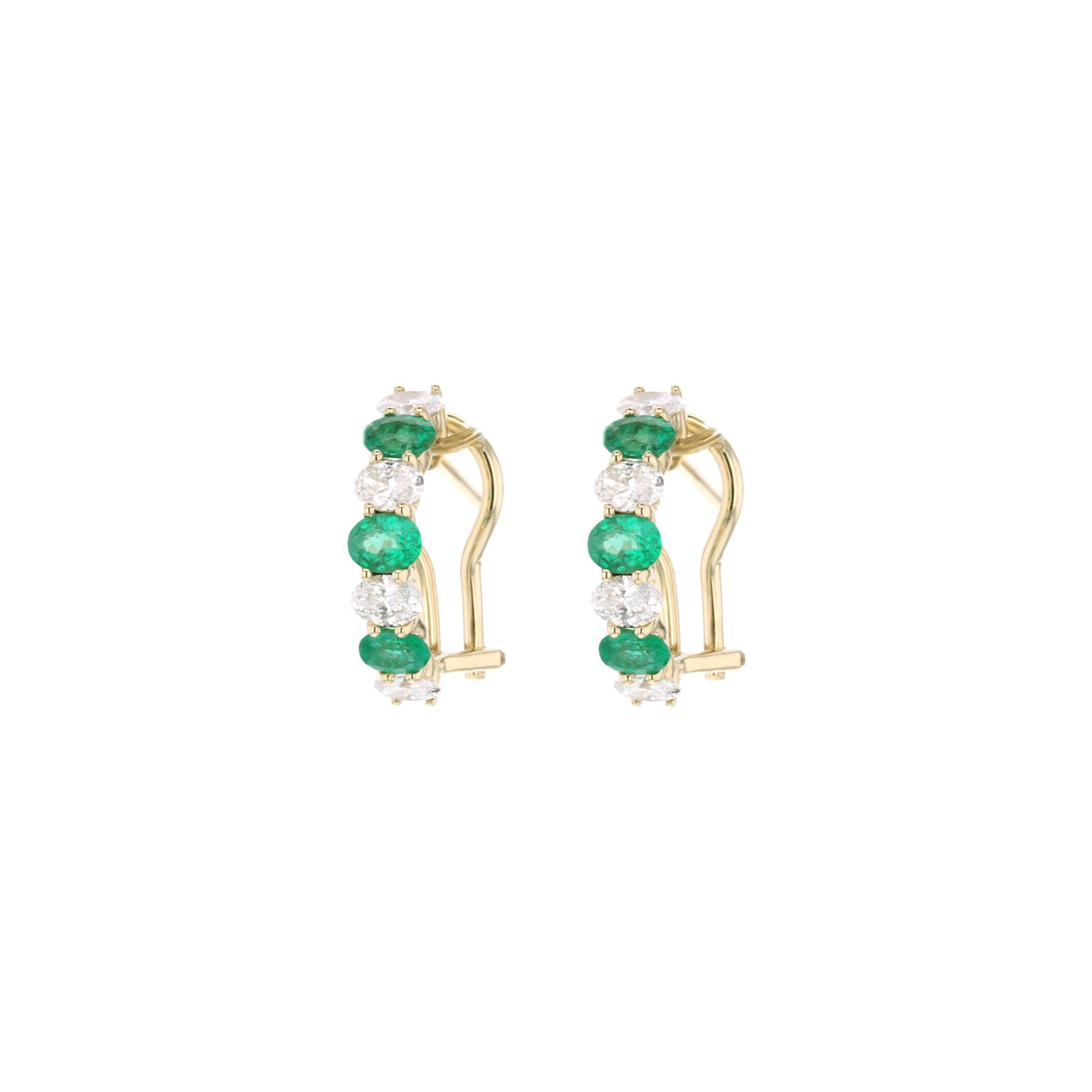 Emerald & Diamond Huggie Earrings