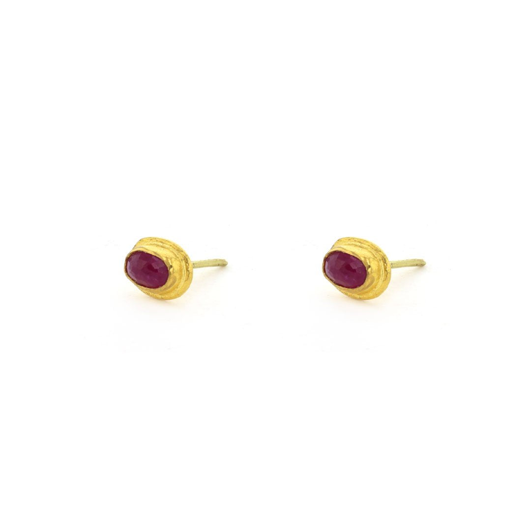 Oval Ruby Earrings