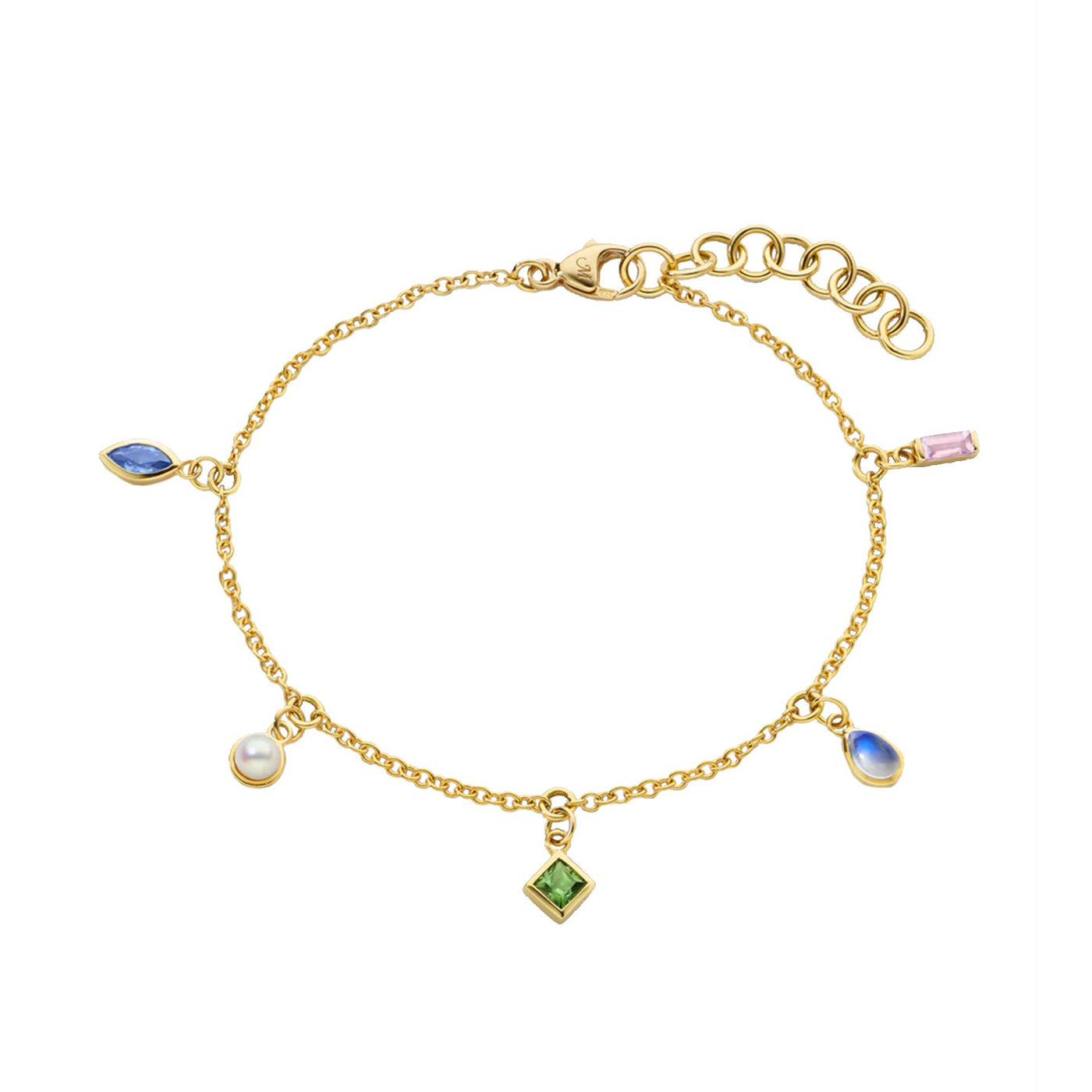 Multi-Gem Charm Bracelet