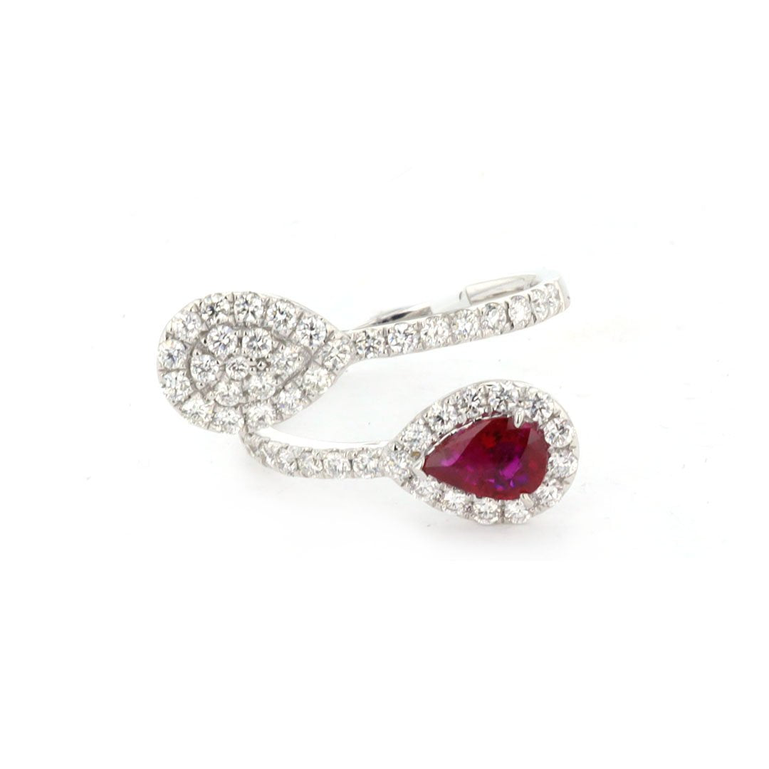 Ruby & Diamond Bypass Ring