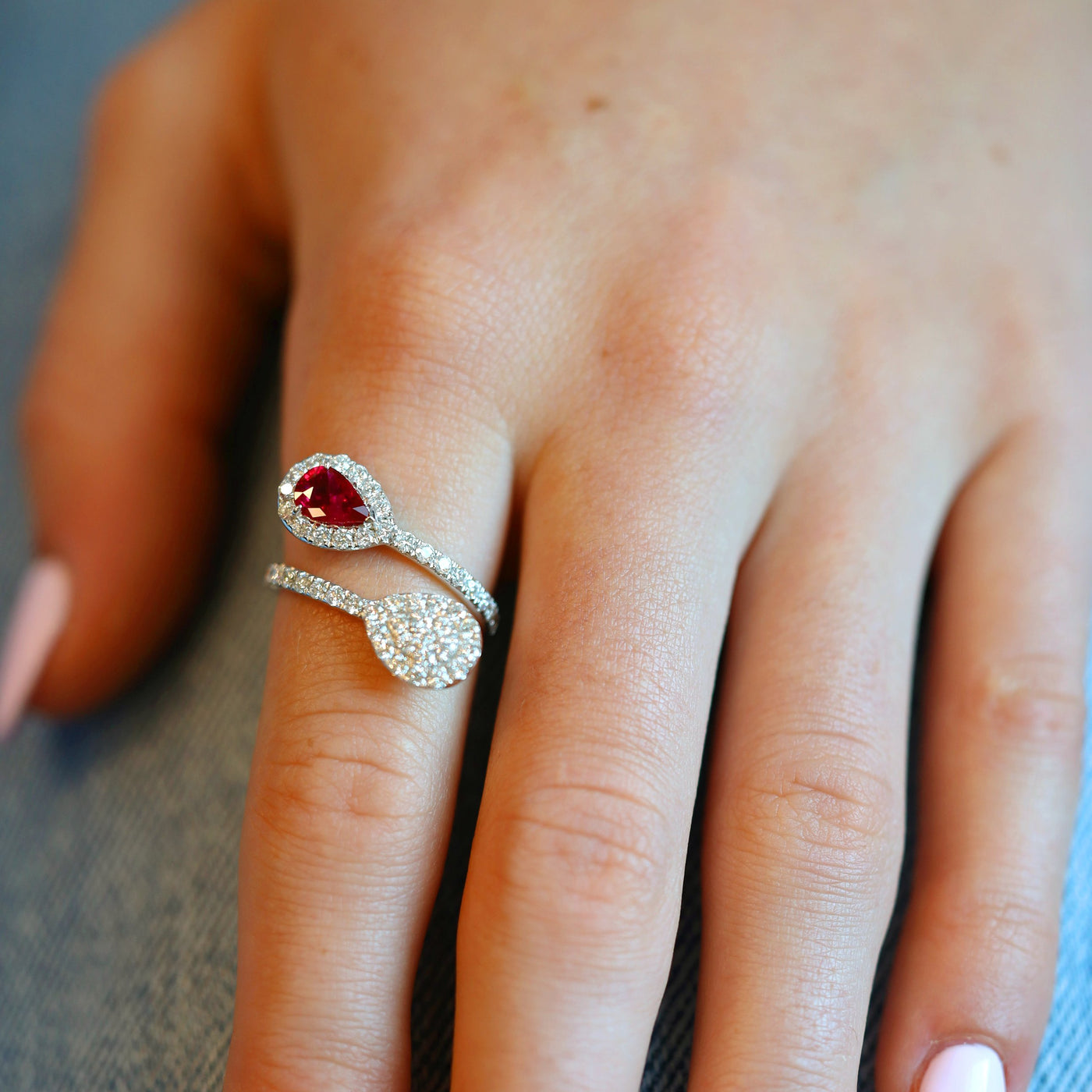 Ruby & Diamond Bypass Ring
