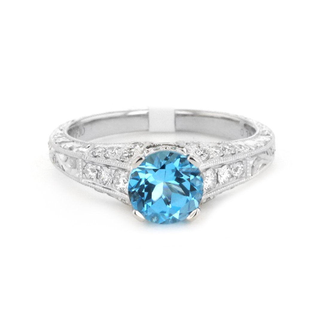 Blue Topaz & Diamond Ring