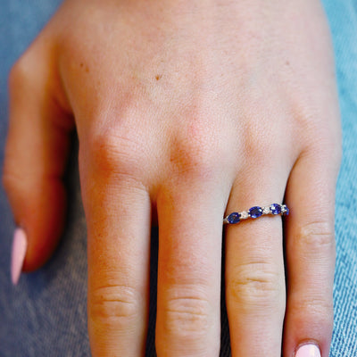 Blue Sapphire & Diamond Band