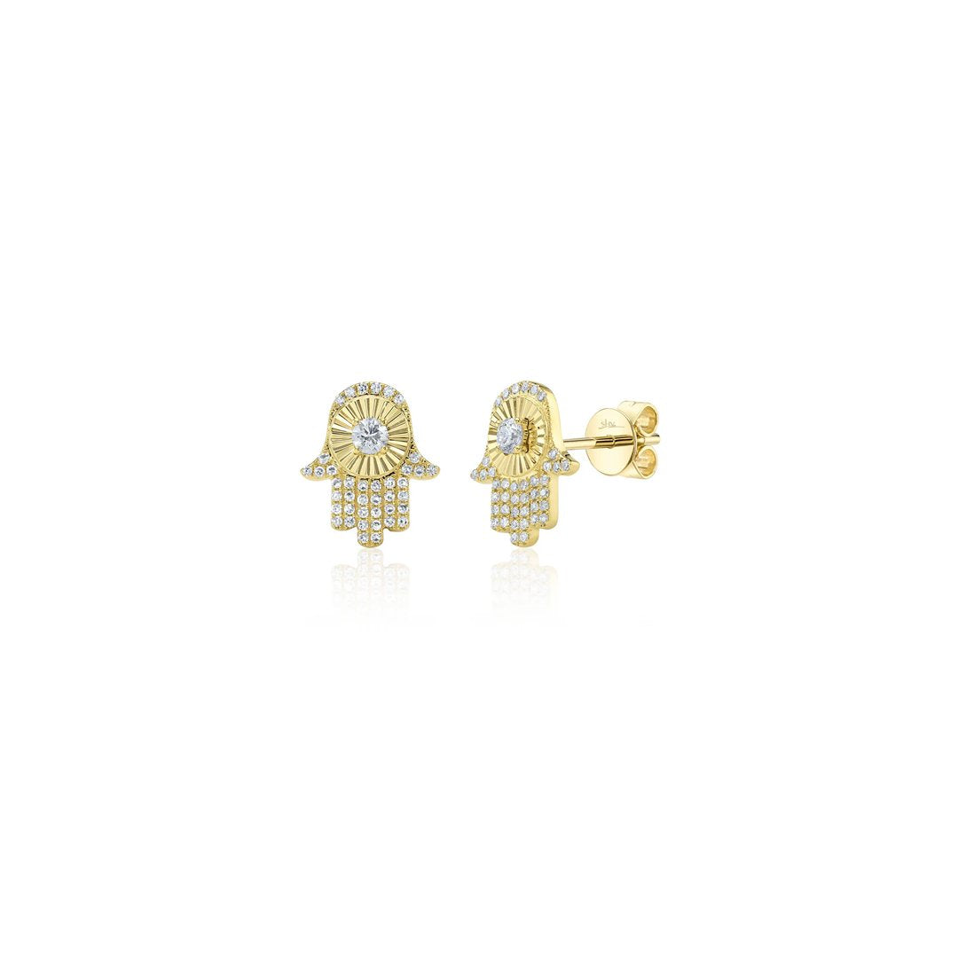 0.30 ctw Diamond Hamsa Earrings