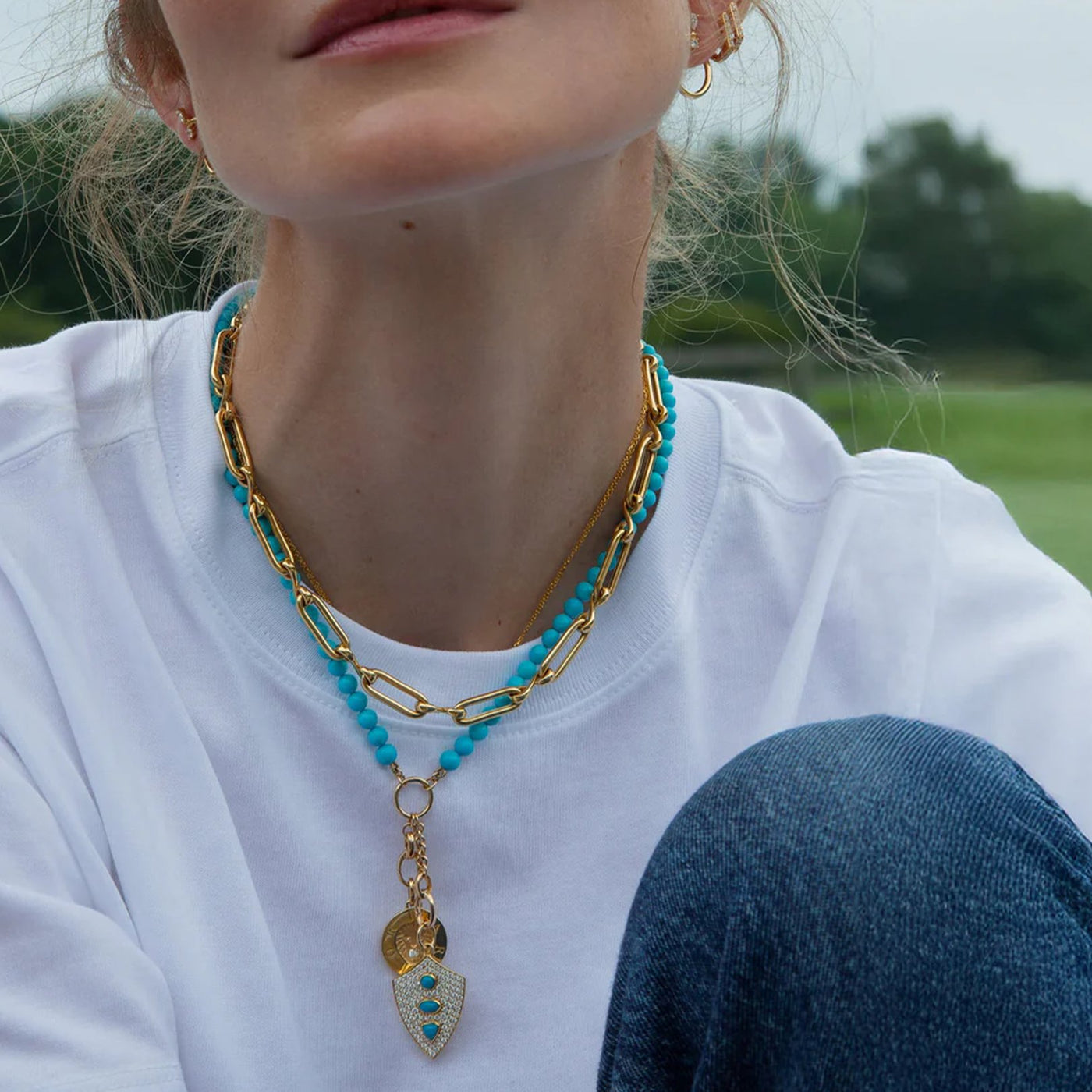 Turquoise Charm Enhancer Necklace