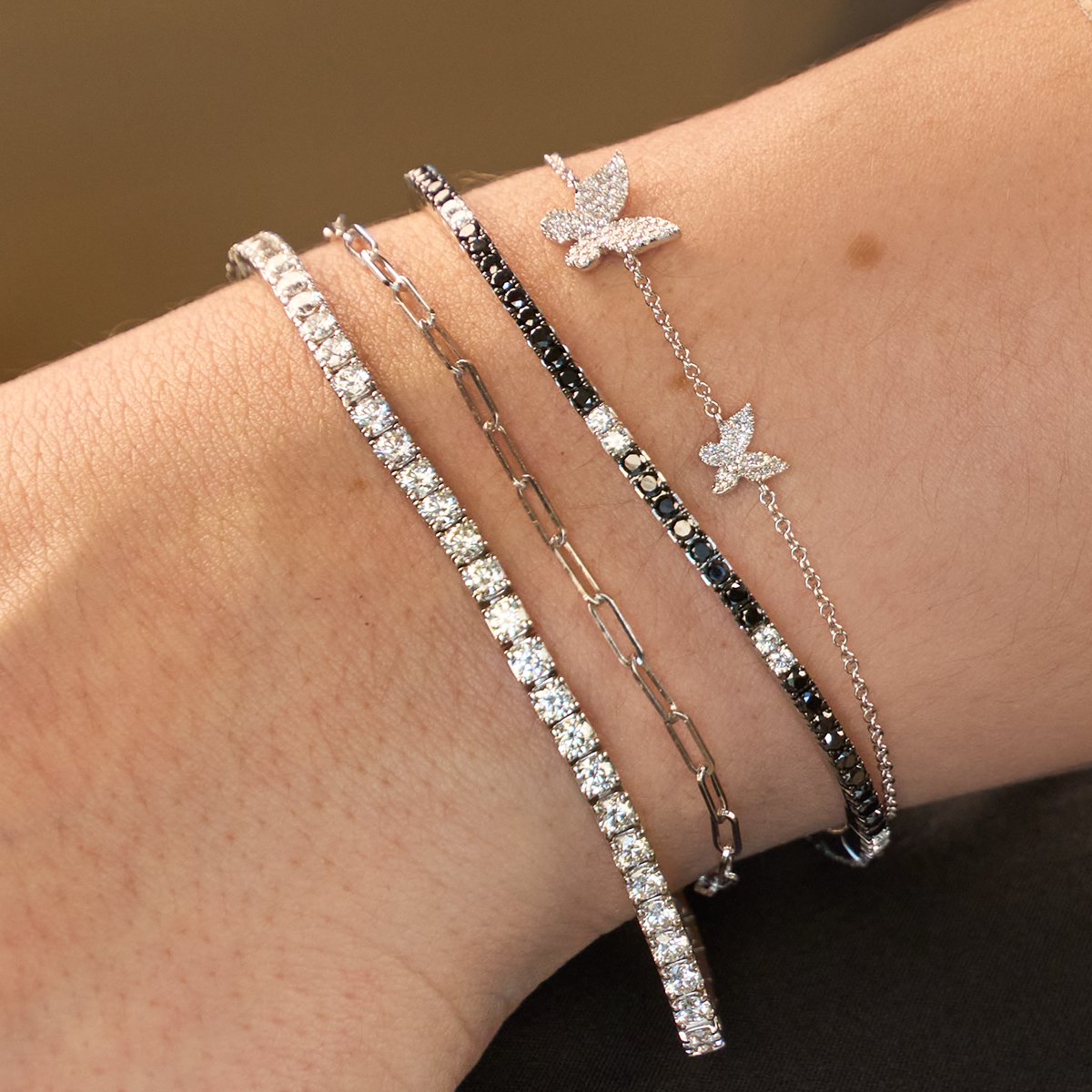 Black & White Diamond Stretch Bracelet