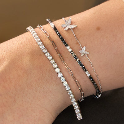 Black & White Diamond Stretch Bracelet