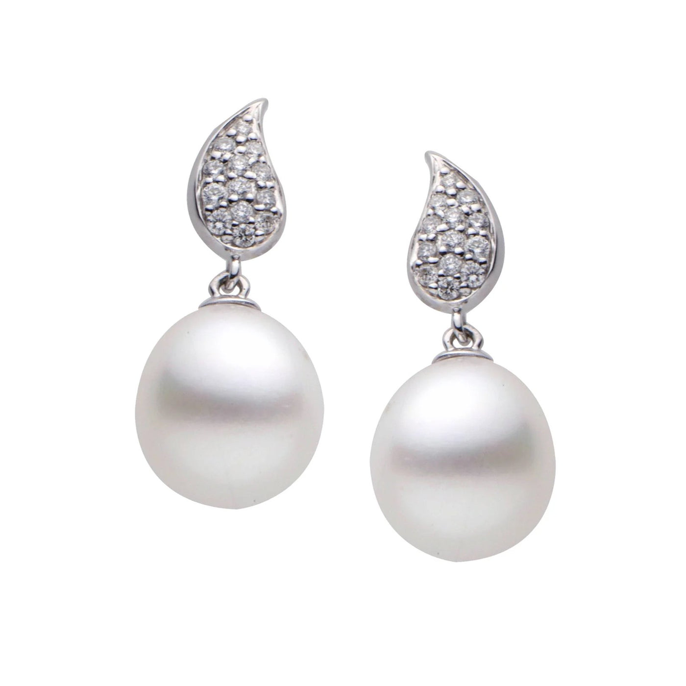 Pearl & Diamond Drop Earrings