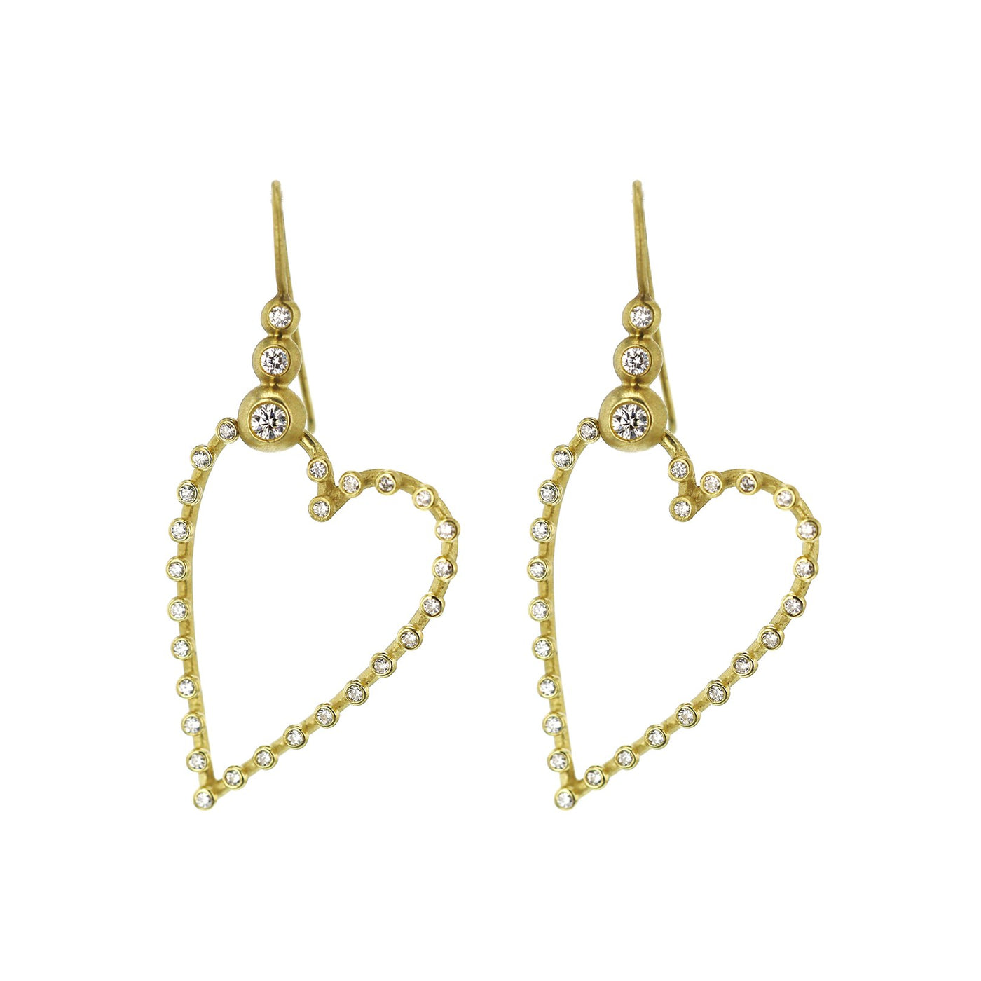 Diamond Open Heart Drop Earrings