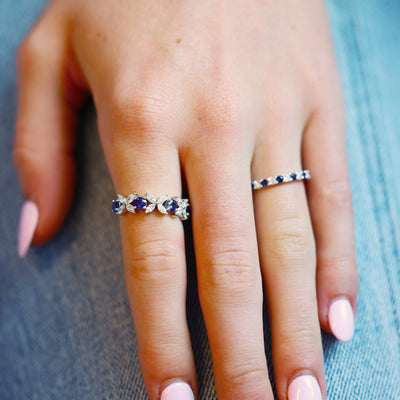 Blue Sapphire & Diamond Band