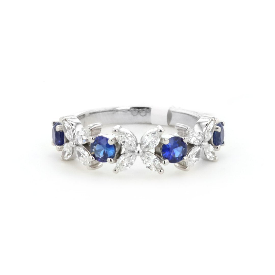 Blue Sapphire & Diamond Band
