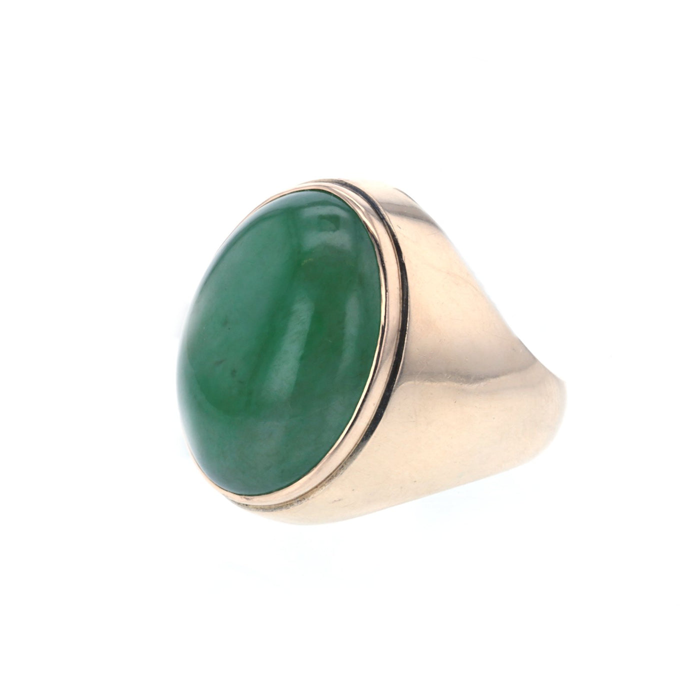 Oval Jade Cabochon Bezel Ring