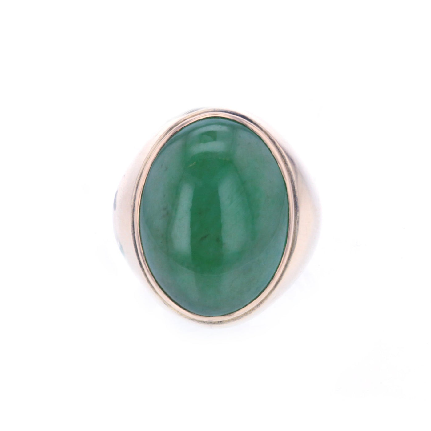 Oval Jade Cabochon Bezel Ring