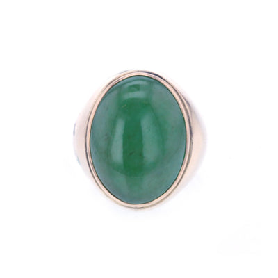Oval Jade Cabochon Bezel Ring