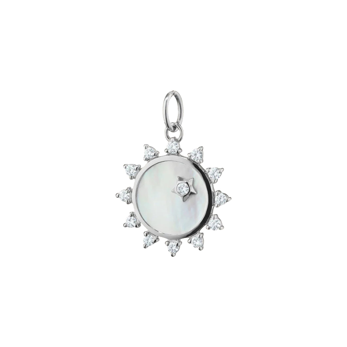 Sapphire Silver Sun Charm Pendant