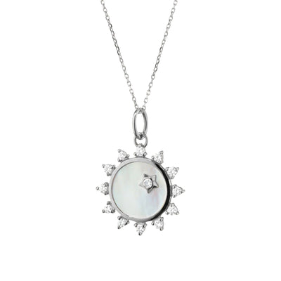 Sapphire Silver Sun Charm Pendant