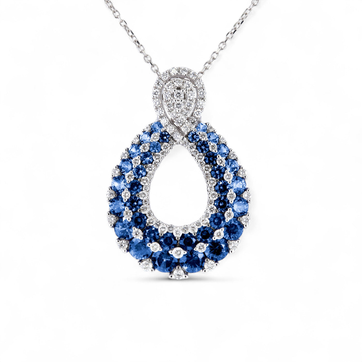 Blue Sapphire & Diamond Pendant Necklace