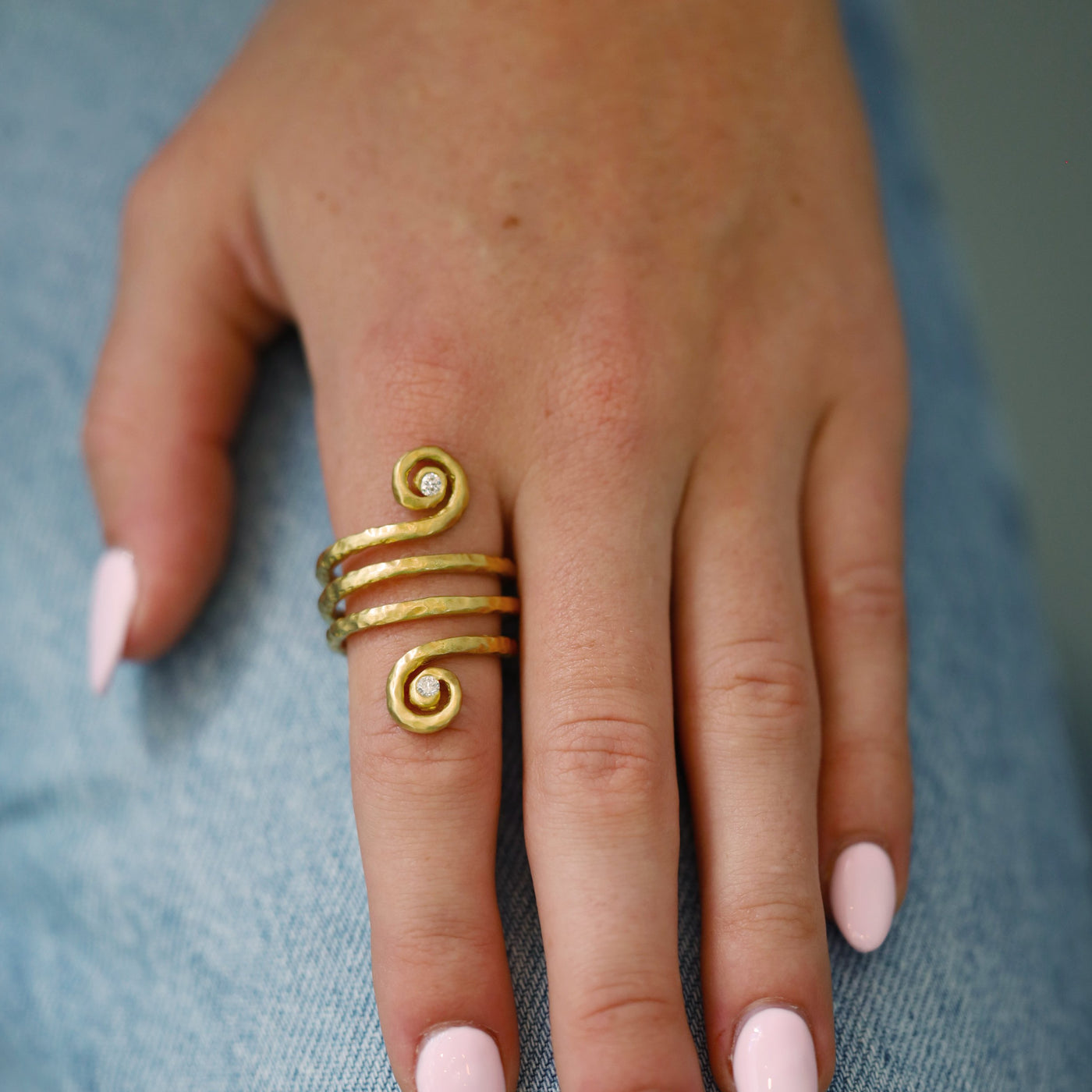 Hammered Twist Spiral Ring