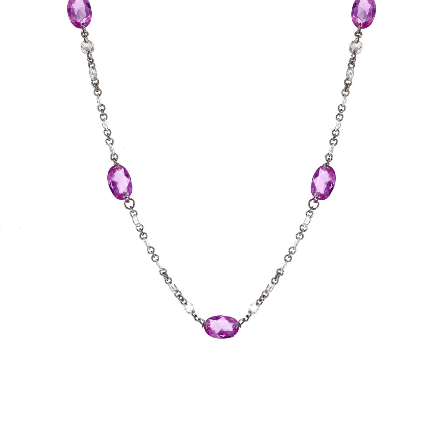Pink Sapphire & Diamond Necklace