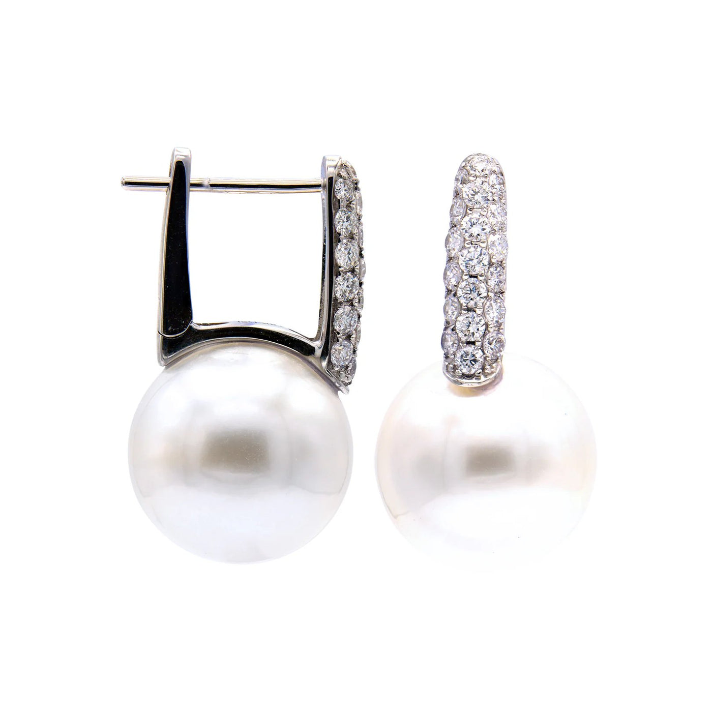 Pearl & Diamond Drop Earrings
