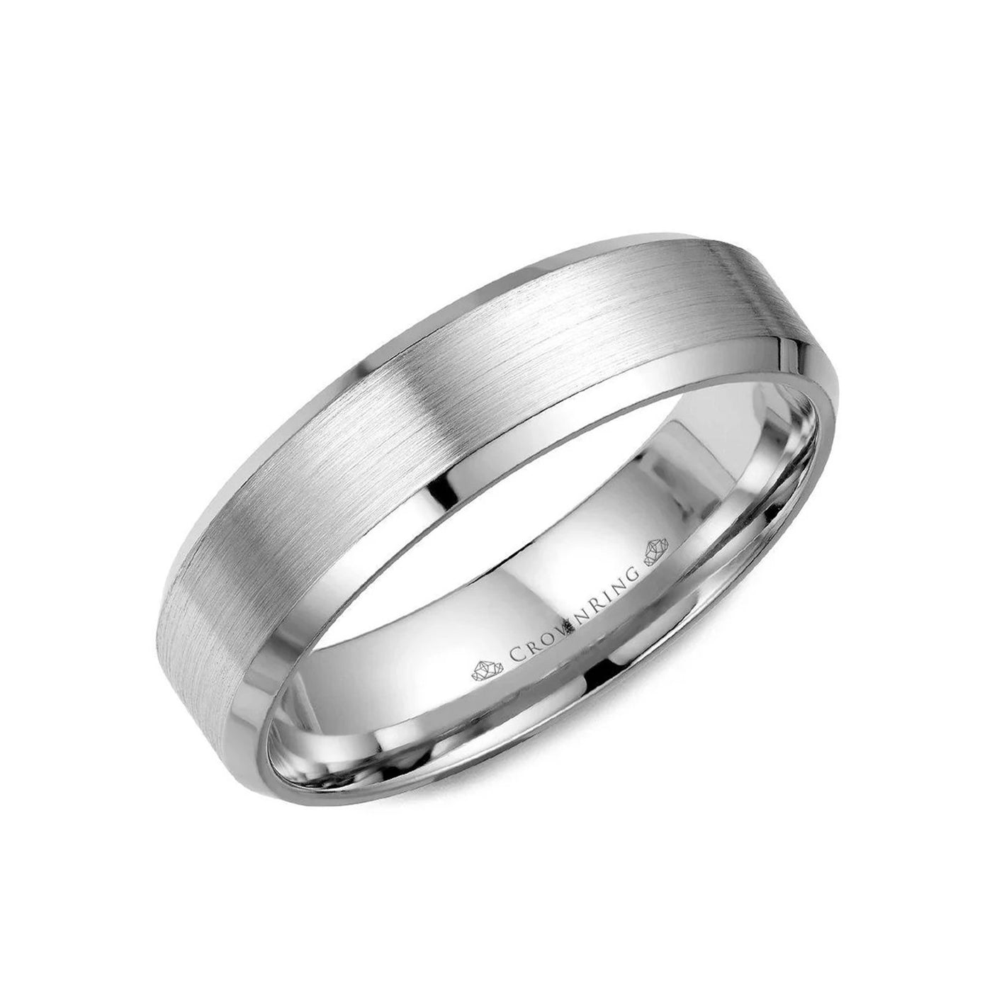 6MM White Gold with Sandpaper Finish Band