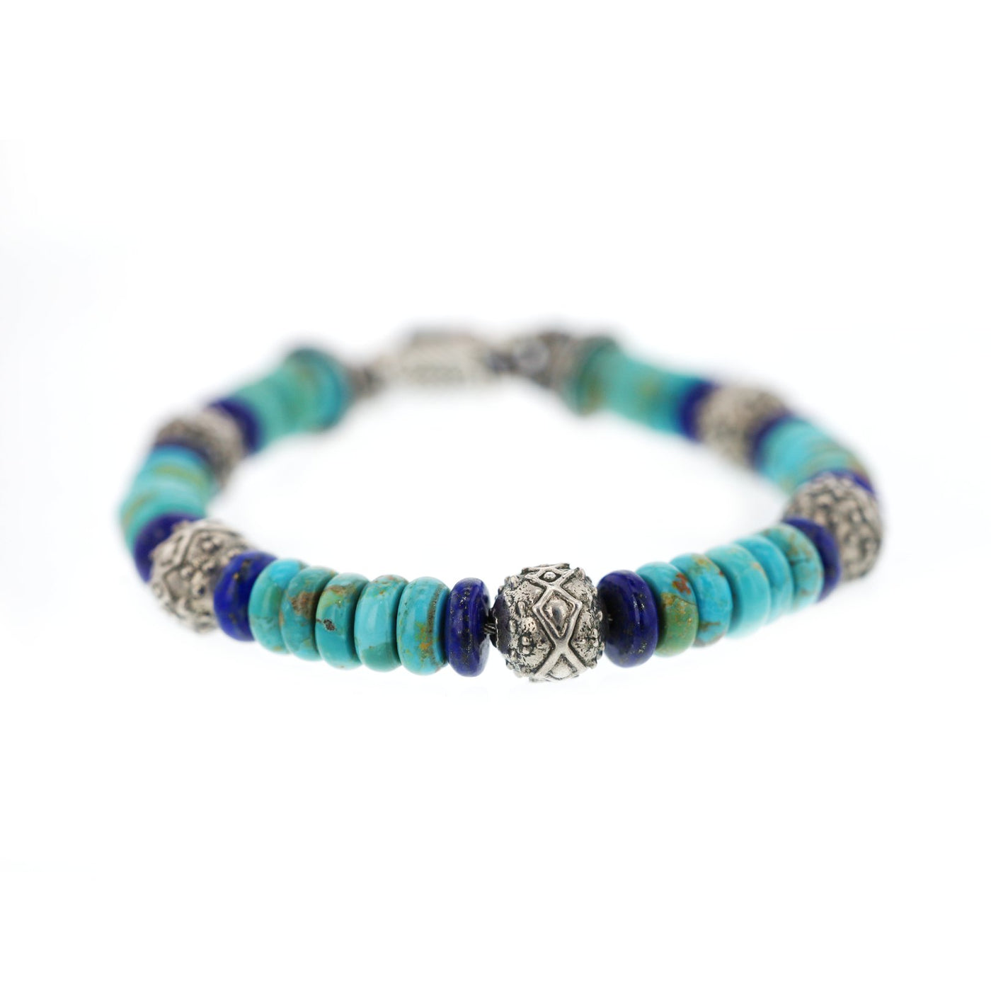 Kingman Turquoise & Lapiz Lazuli Bead Bracelet