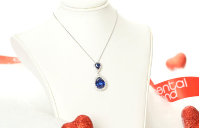 Blue Sapphire & Diamond Pendant Necklace