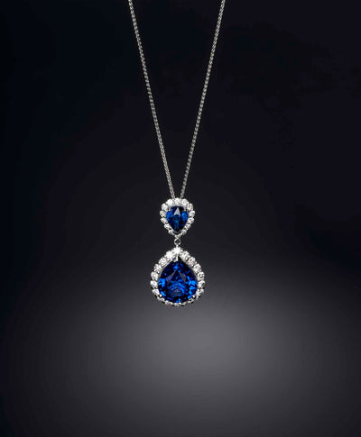 Blue Sapphire & Diamond Pendant Necklace