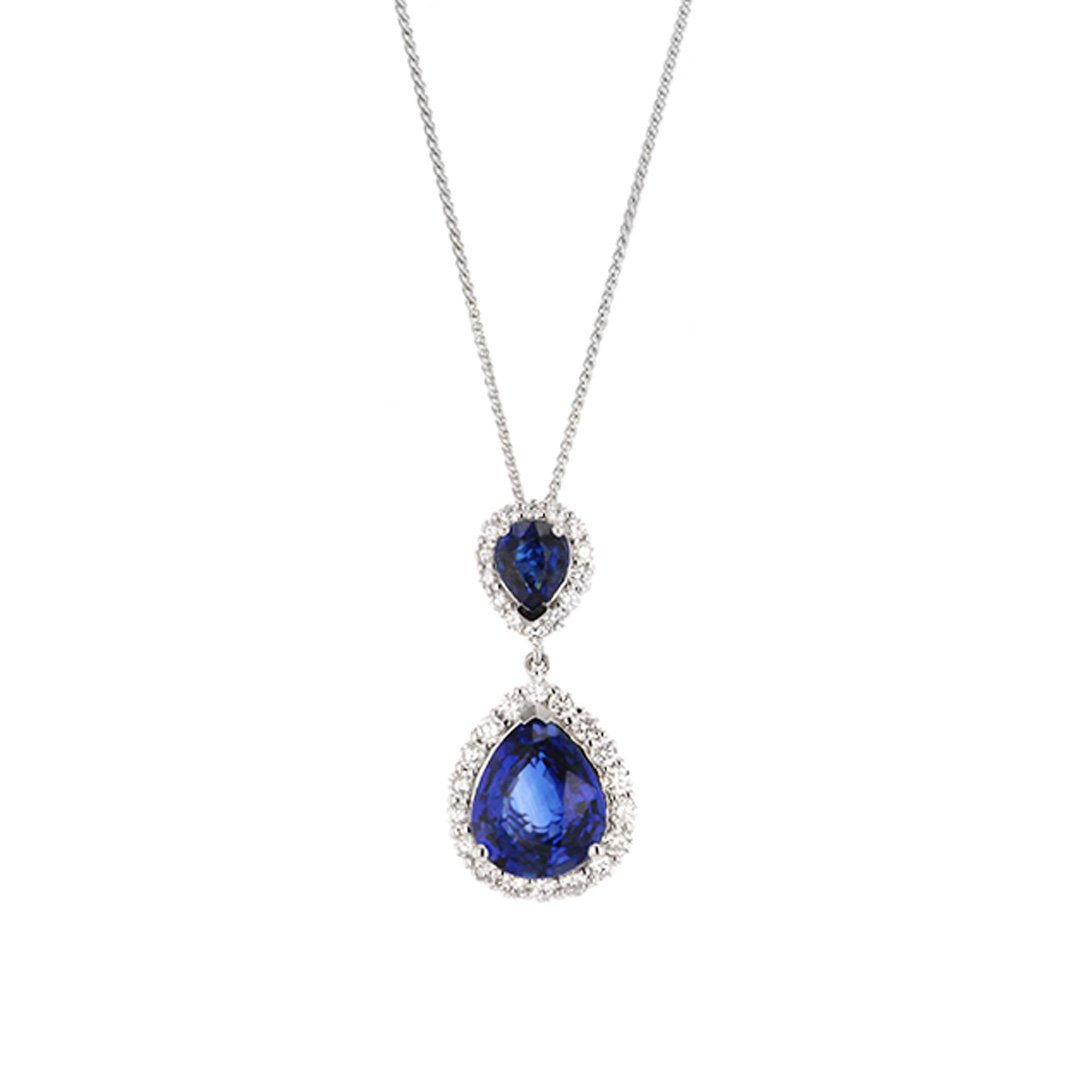 Blue Sapphire & Diamond Pendant Necklace