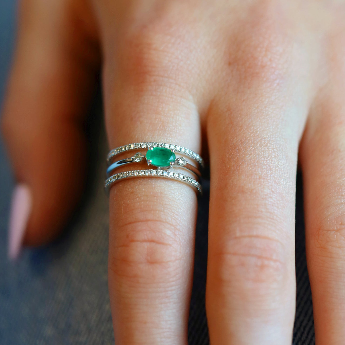 Emerald & Diamond 3-Row Band