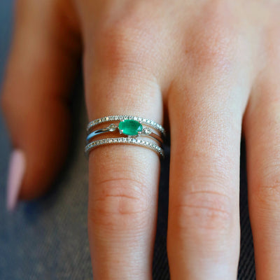 Emerald & Diamond 3-Row Band