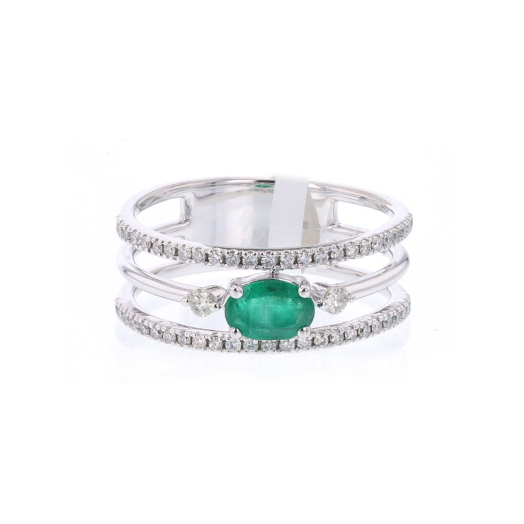 Emerald & Diamond 3-Row Band